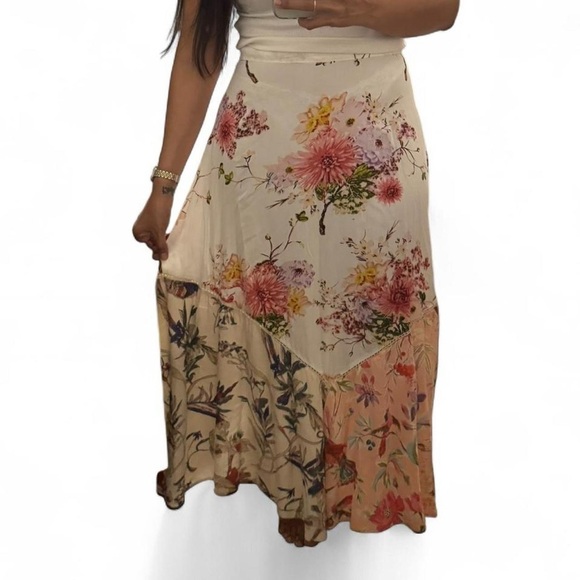 Cream and Pink Boho Maxi Skirt - Picture 3 of 9